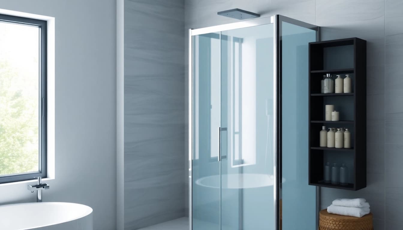 Duschkabine 100x100 Pendeltür in einem modernen Badezimmer mit elegantem Design.