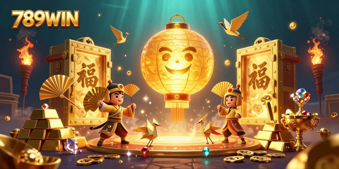 Experience the thrilling world of 789WIN, featuring vibrant characters and golden treasures in a dynamic casino scene.
