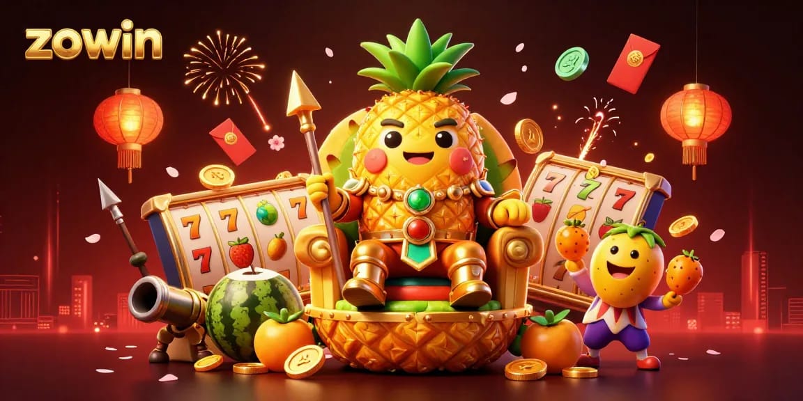 Engage in exhilarating gameplay at Zowin with golden reels, vibrant casino symbols, and dynamic character displays.