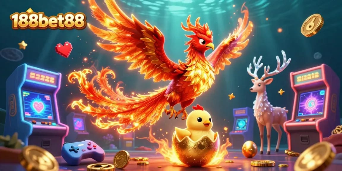 Engage in thrilling casino play with 188bet88 featuring vibrant game scenes and characters.