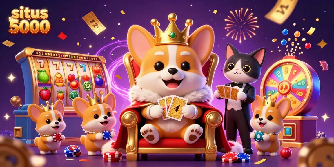 Experience exciting gameplay with situs deposit 5000 surrounded by vibrant slot reels and festive elements.