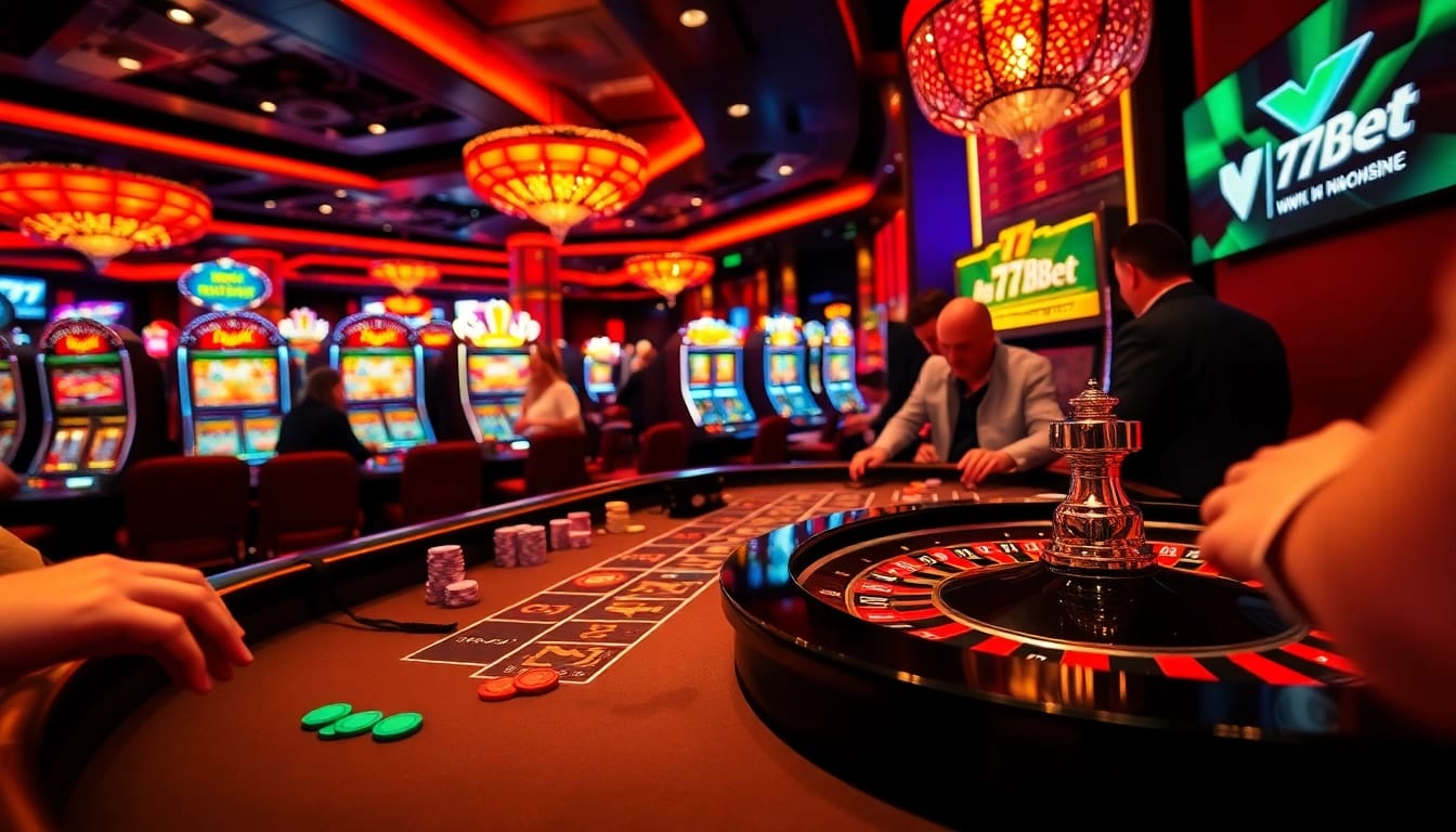 Experience the excitement of 77Bet with vibrant casino games and betting action.