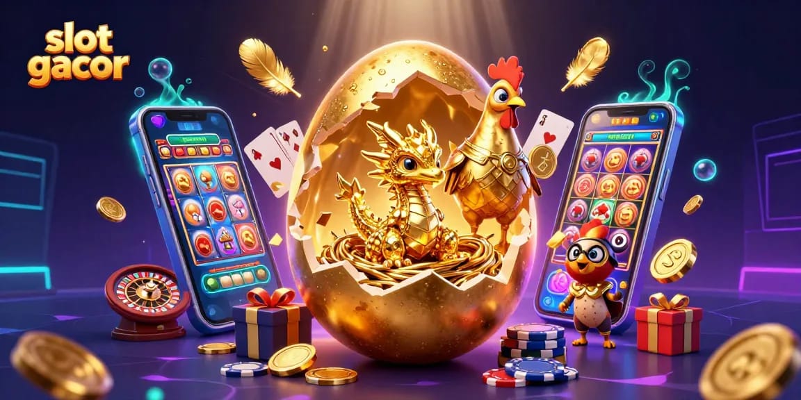 Experience the thrill of slot gacor with a golden dragon amidst swirling poker chips in this vibrant casino scene.