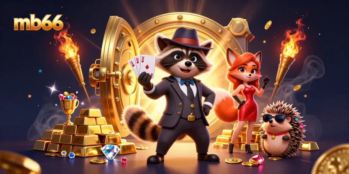 Engage with classic casino thrills at mb66 amidst vibrant treasure and playful characters.