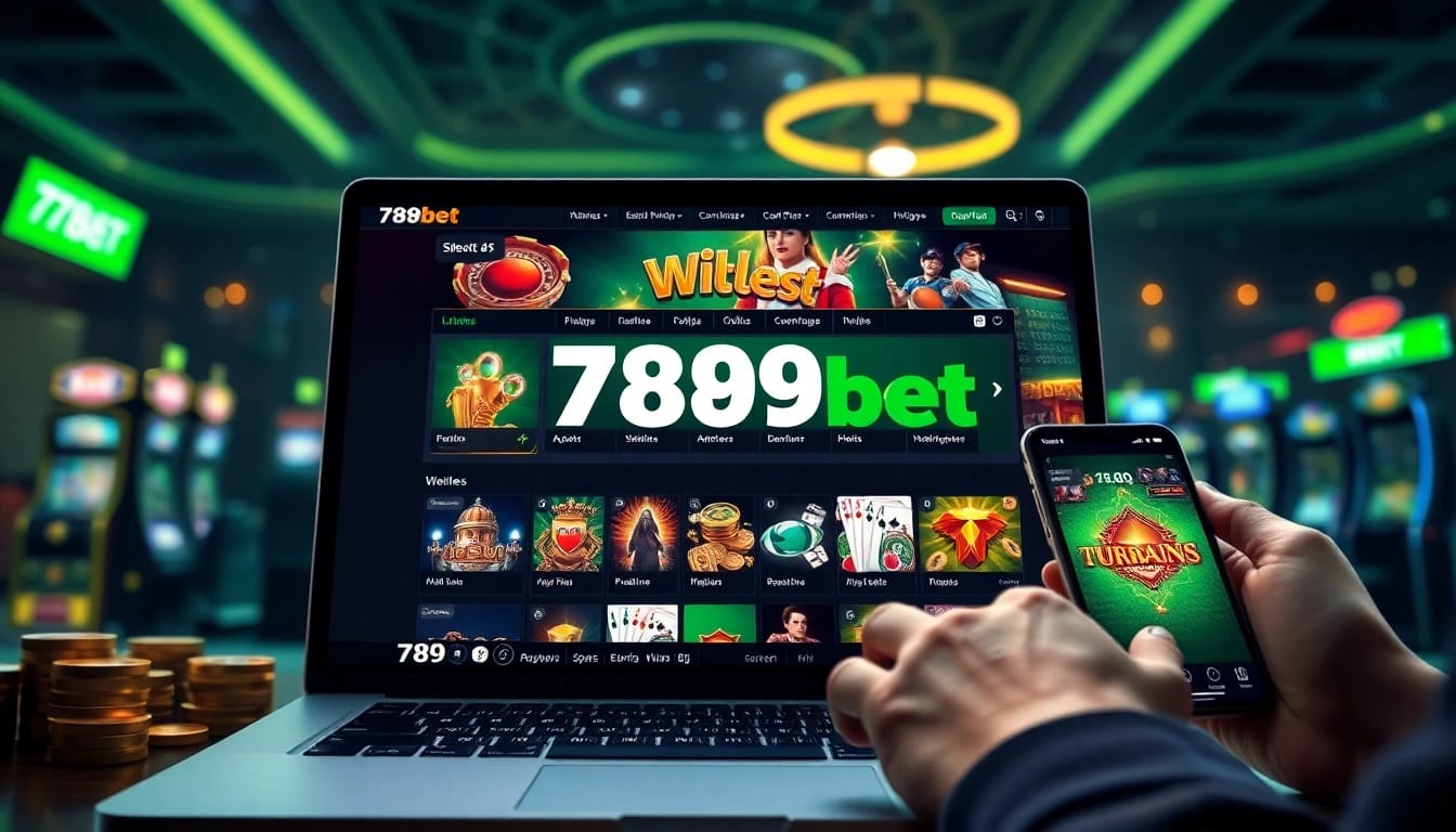 Interactive online gambling display showcasing 789bet's diverse gaming options, emphasizing excitement and security.