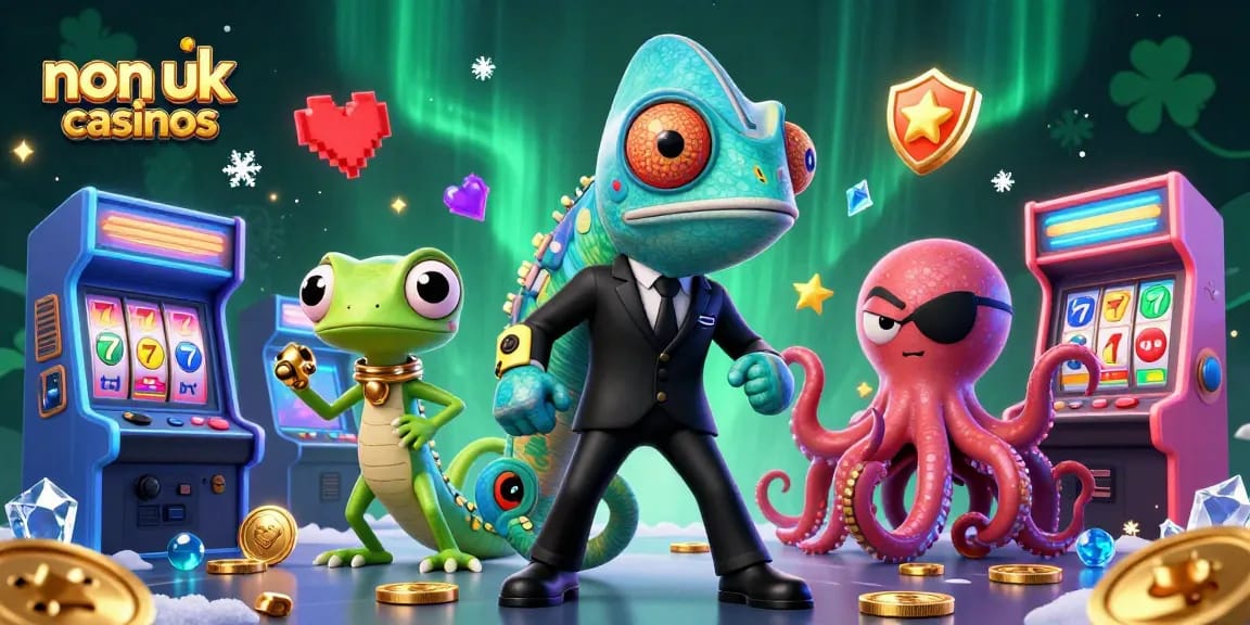 Experience vibrant non uk casinos with exciting slot reels and animated game characters.