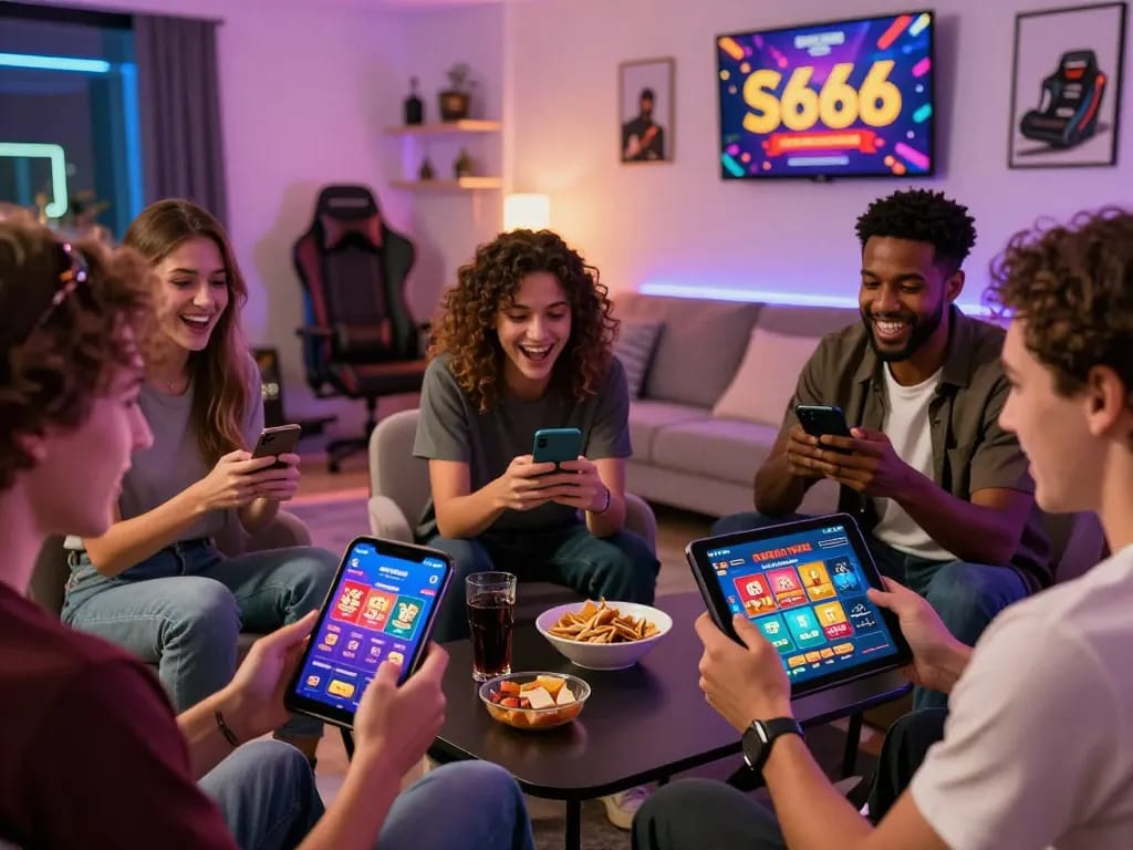 S666 app showcases thrilling online gambling experience with friends.