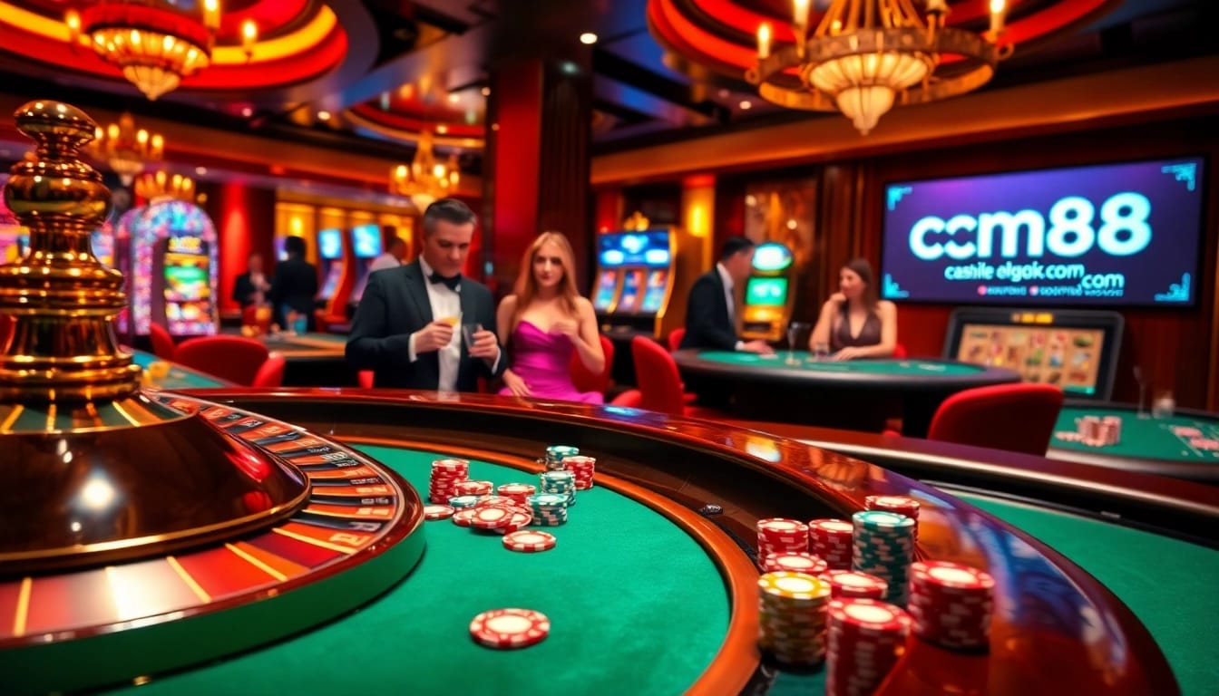 Experience thrilling gaming at cm88.com with exciting poker chips and roulette wheels.