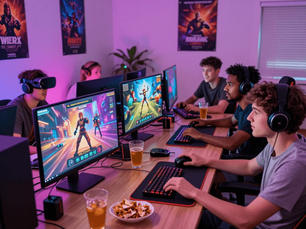Experience interactive porn games HTML with friends in a vibrant gaming setting.