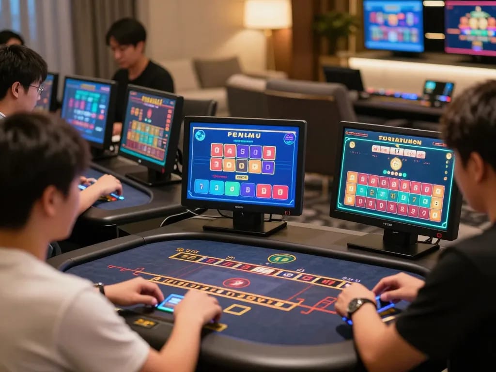 Players enjoying tài xỉu at a modern online casino, showcasing dynamic betting options and strategic plays
