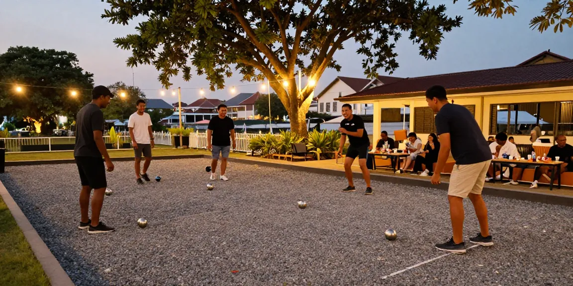 Community petanque game at fopikotabalikpap.org, friends enjoying the sport in Balikpapan.