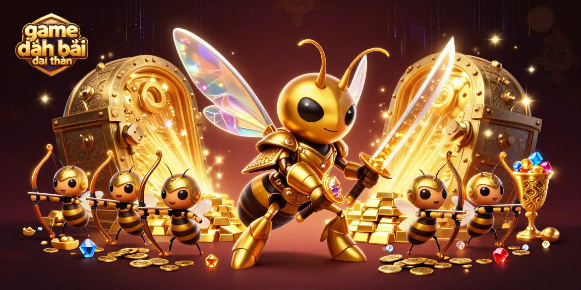 Win big in game đánh bài đổi thưởng with a dynamic, colorful illustration featuring golden elements and exciting characters.