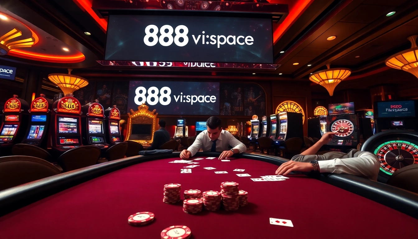 Experience the excitement at 888vi.space with professional poker play and vibrant casino elements.