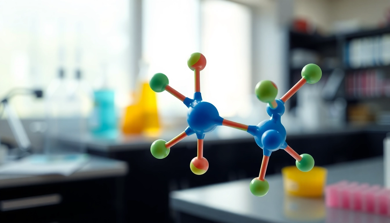 NAD+ molecule representation demonstrating its intricate structure in a laboratory setting.