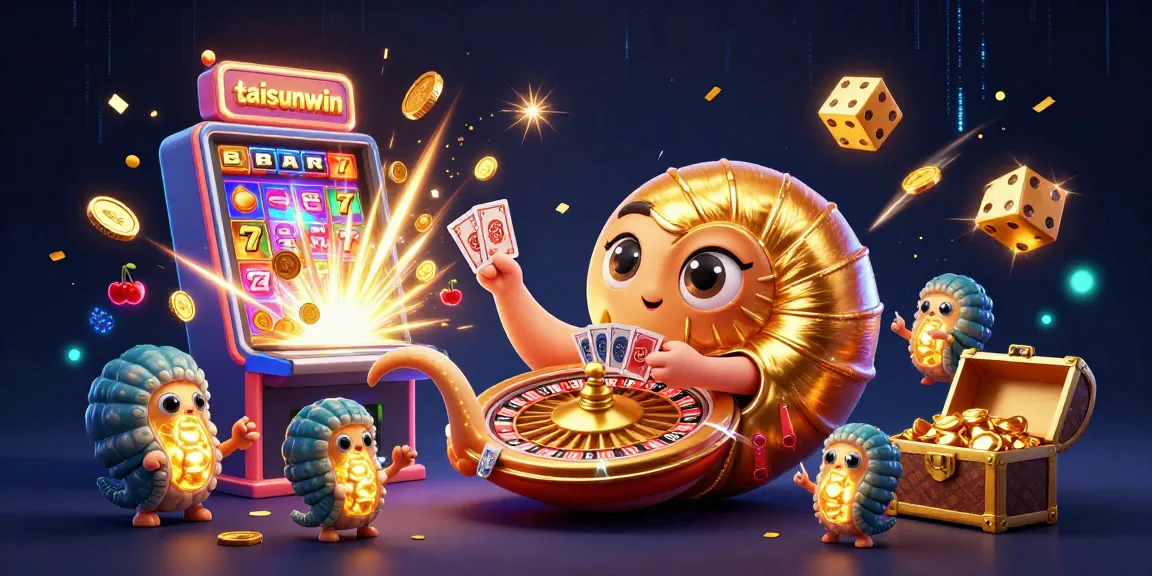 Engage with taisunwin through vibrant 3D casino gaming, featuring a glowing nautilus and jackpot bursts.