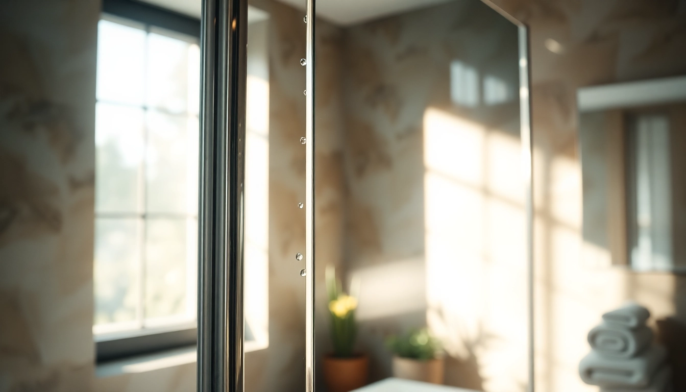 Elegant shower screen door showcased in a stylish bathroom setting with natural lighting.