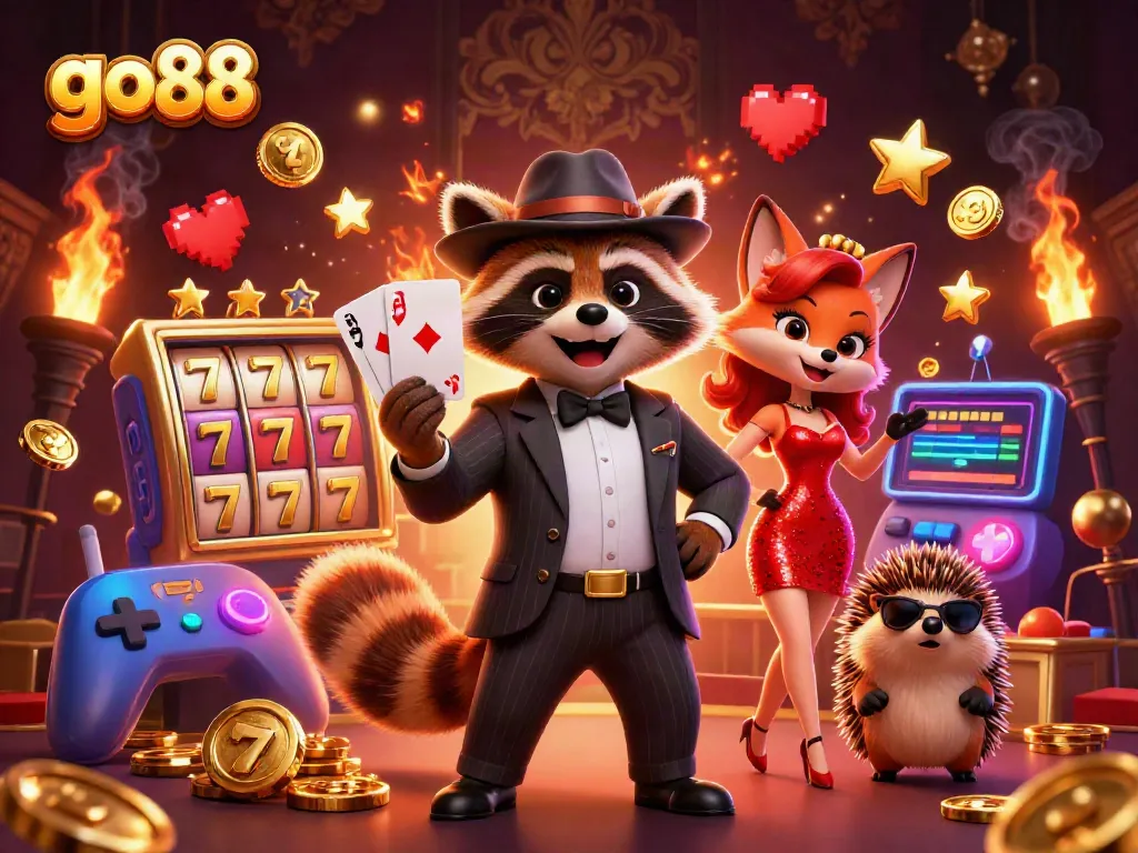 Experience the thrill of go 88's lively casino scene with charismatic characters and vibrant slot games.