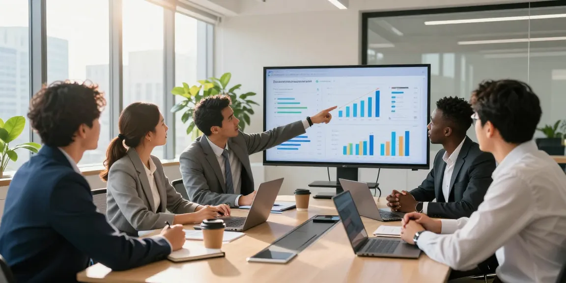 Team discussing business phones solutions in a modern office