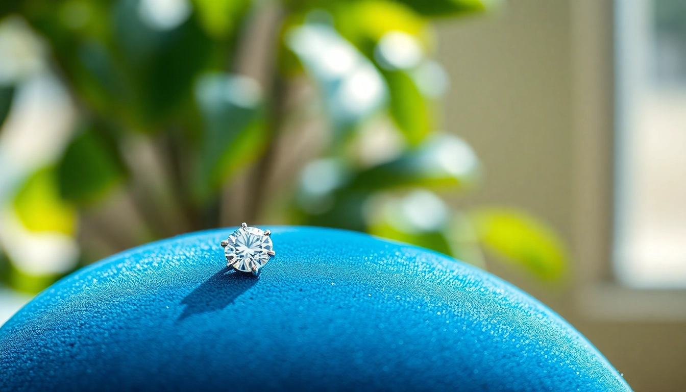 Admire the exquisite diamond nose pin showcased on a plush velvet cushion illuminated by natural light.