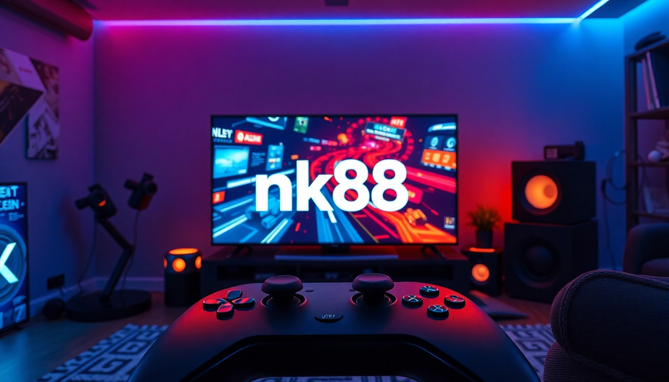Vibrant gaming setup showcasing nk88 console with engaging gameplay visuals.