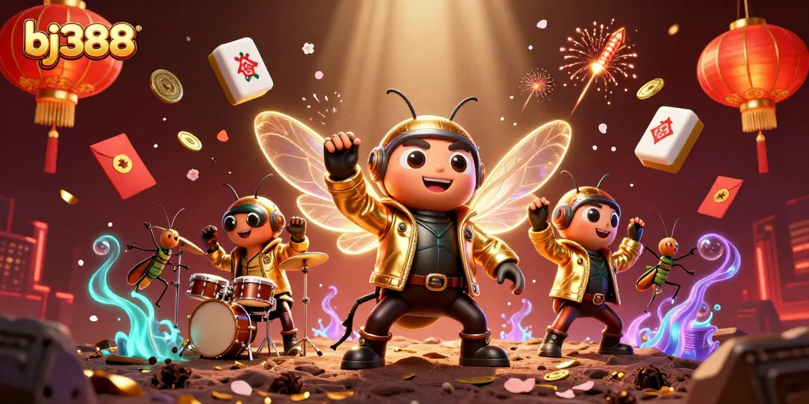 Experience bj388 with vibrant characters and dynamic casino elements in an engaging 3D illustration.