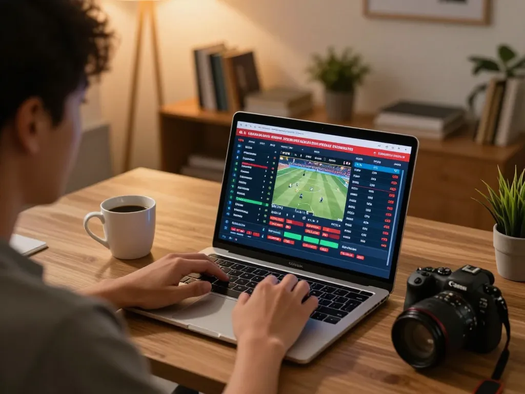 Kèo nhà cái hôm nay being analyzed during a sports betting session at home office.