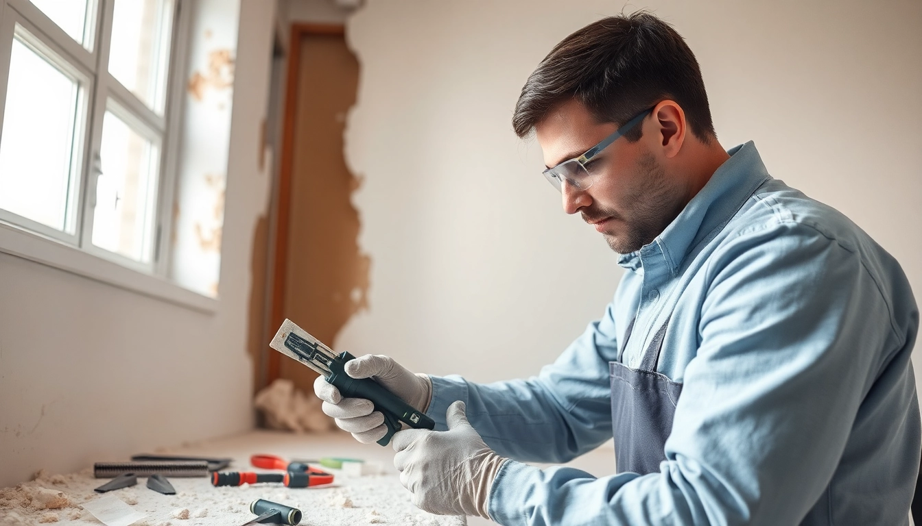 Efficient spray foam removal Portsmouth by a skilled technician in a clean residential workspace.