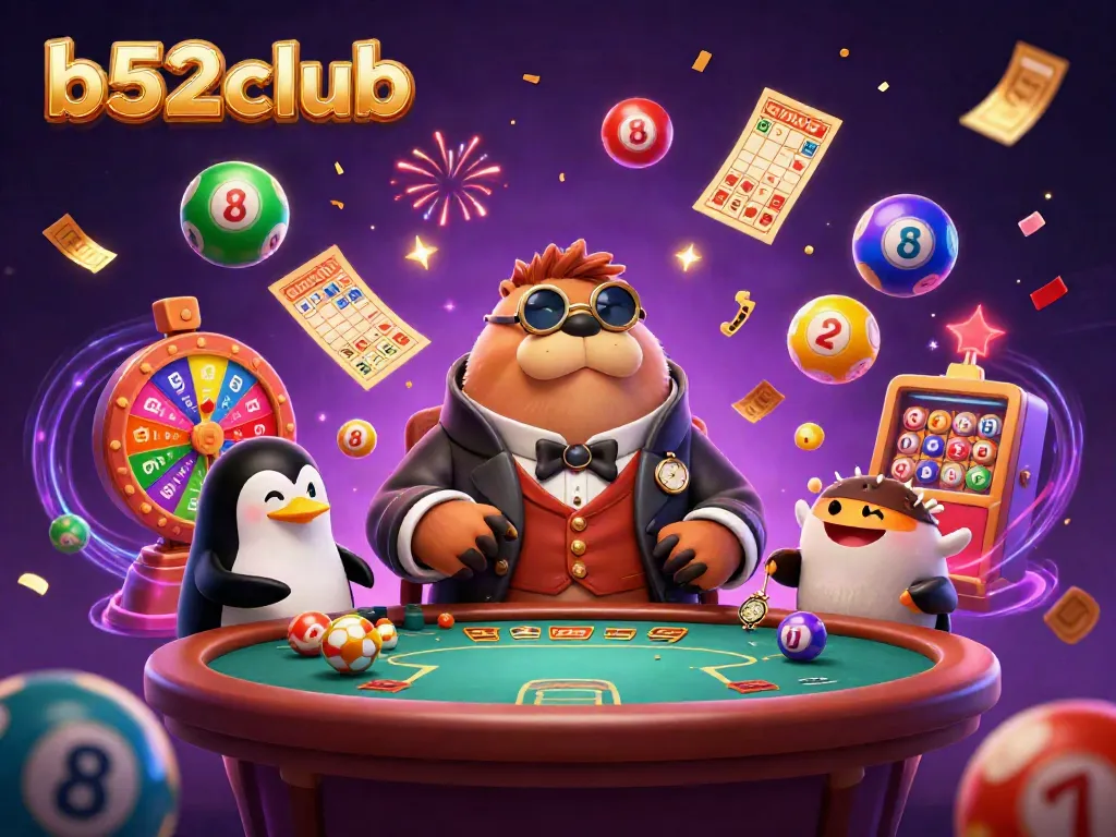 Experience thrilling gameplay at b52club with a jolly walrus and friends at the poker table.