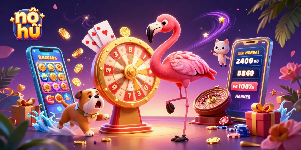 Spin the nổ hũ jackpot wheel with an exciting game show scene full of prizes and gaming elements!