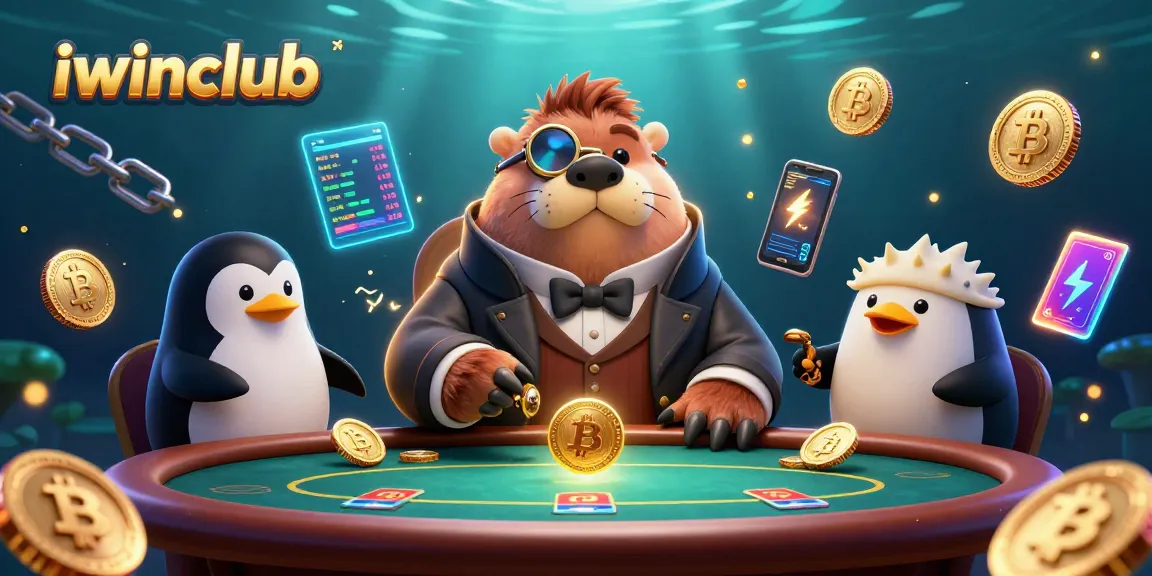 Engage in exciting poker gameplay with iwinclub's underwater casino scene of animated characters.