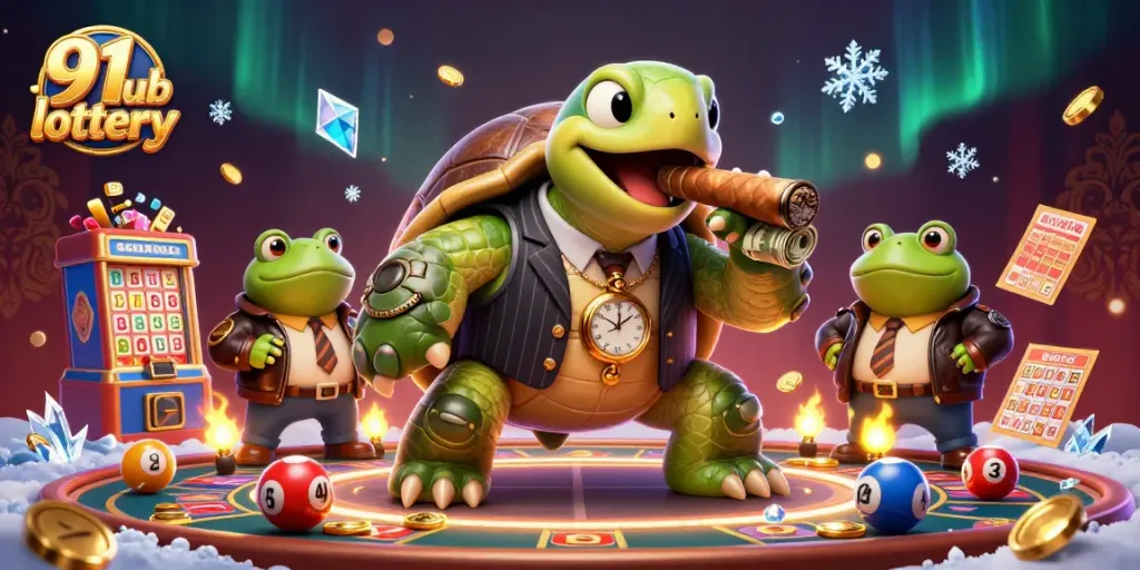 Engage with the thrilling 91 club lottery scene featuring colorful lottery elements and charming characters.