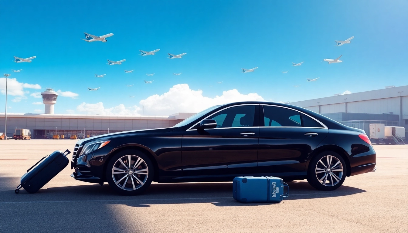 Streamlined transport service at Luton airport with a modern vehicle ready for passengers.