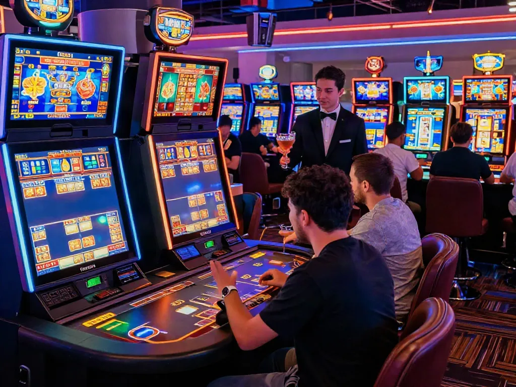 Engaged players enjoying uk slots not on gamstop in a vibrant casino atmosphere.