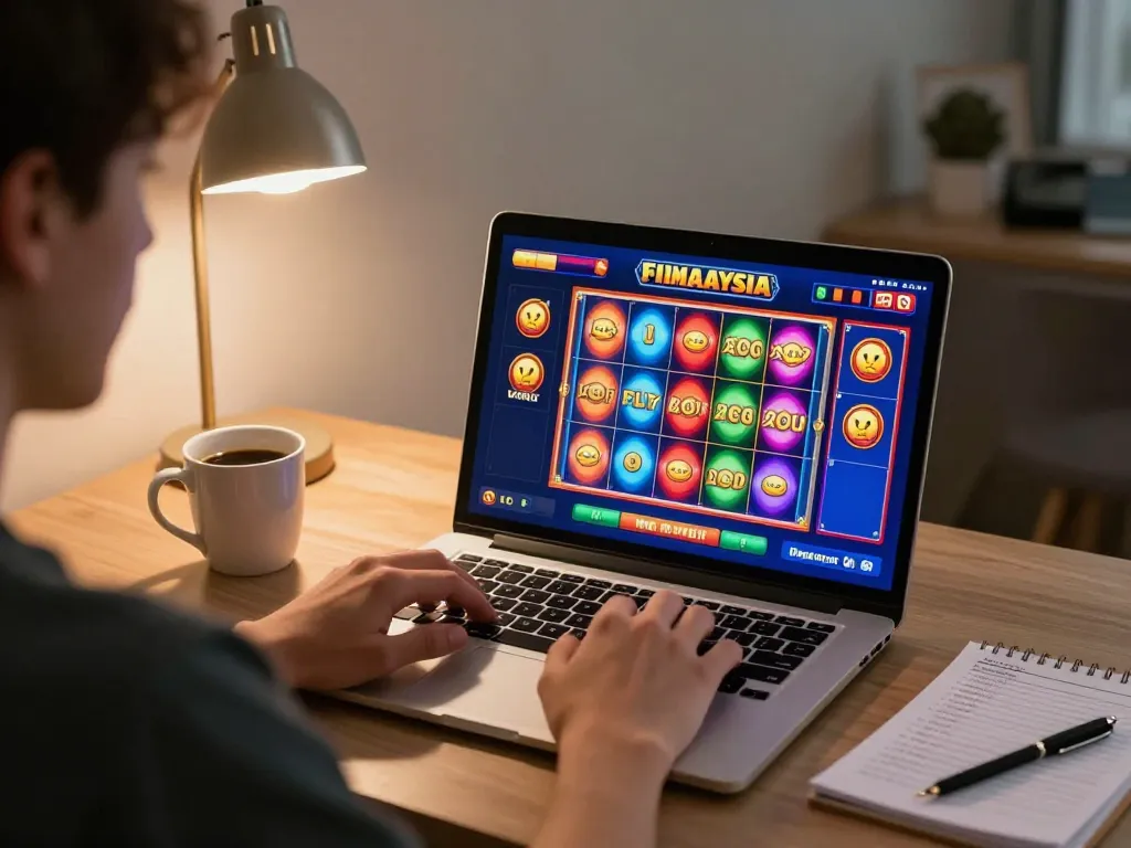 Experience the thrill of Slot Malaysia online gaming with vibrant slot machine visuals and engaging moments