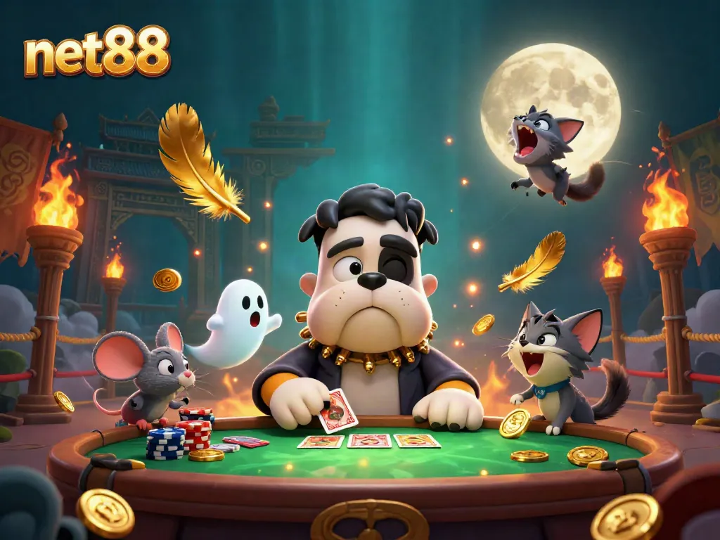 Engage with net88's thrilling casino atmosphere, featuring unique characters and vibrant game elements.
