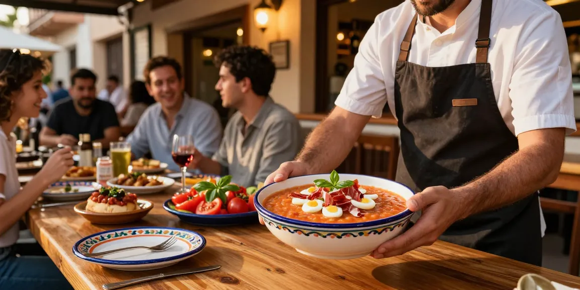 Discover the best salmorejo near me served in a vibrant Spanish tapas bar atmosphere with authentic ingredients.