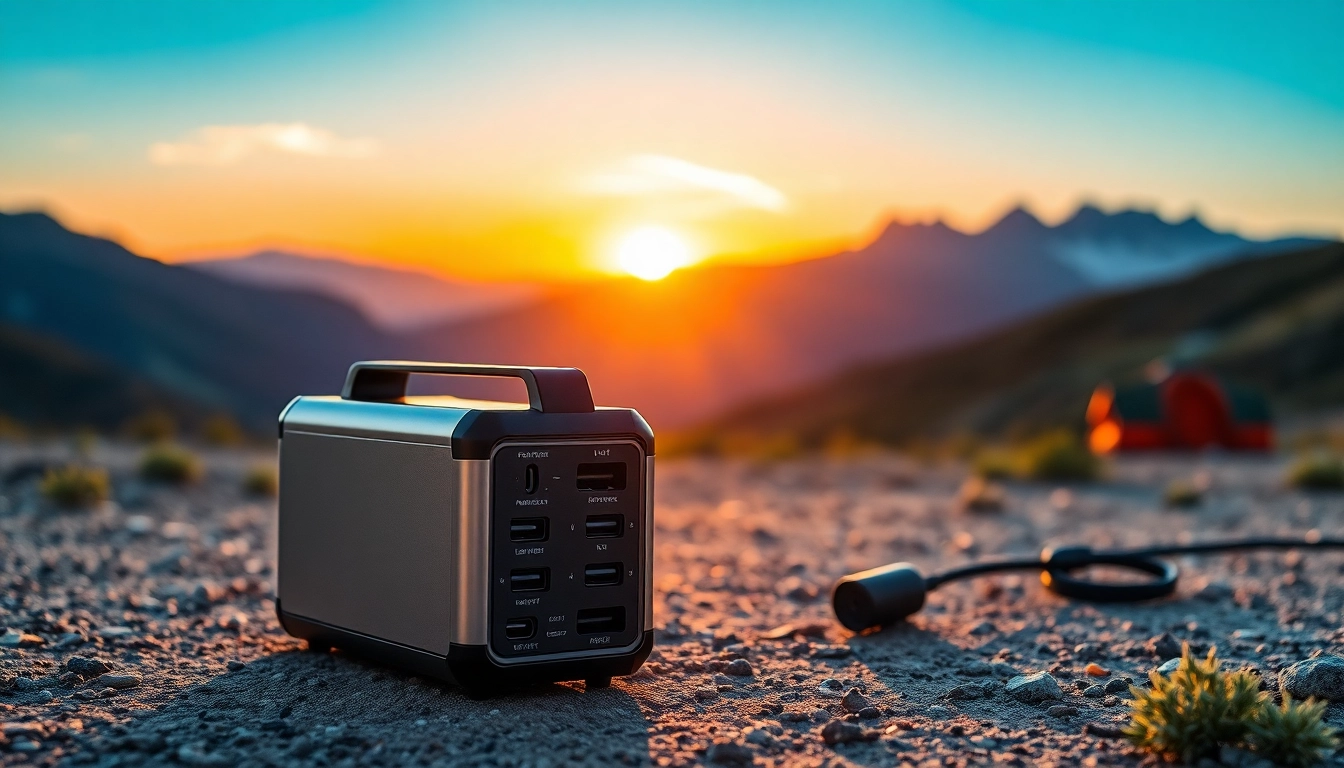 Highlighting EcoFlow power station in a serene outdoor setting with camping gear.