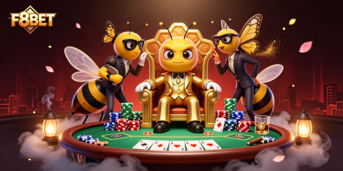 F8BET betting scene with 3D mob boss and poker elements for exhilarating casino action