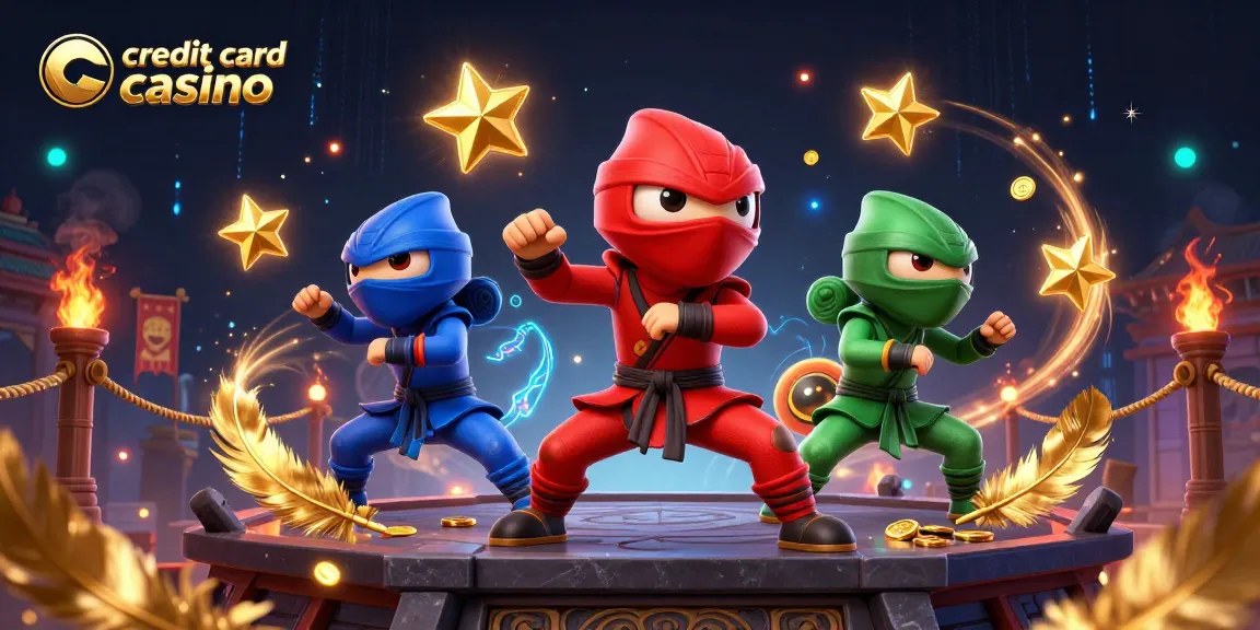 Engage in action at a credit card casino with vibrant chameleons performing martial arts.