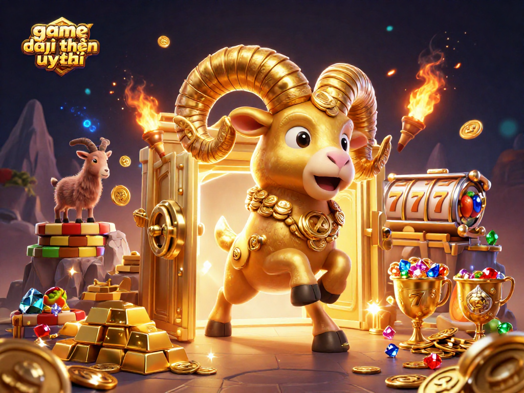 Win big in game đổi thưởng uy tín with a golden ram charging through a treasure vault!