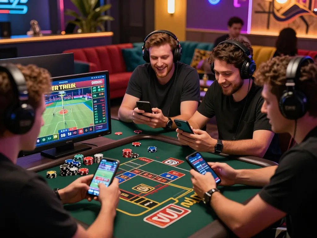 Exciting online gambling scene at https://rikbet.in.net/ displaying players engaged with digital sports betting and casino games.