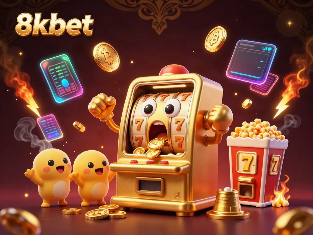 8xbet slot machine celebrates a big win with golden coins spilling out, illustrating excitement in online gaming.