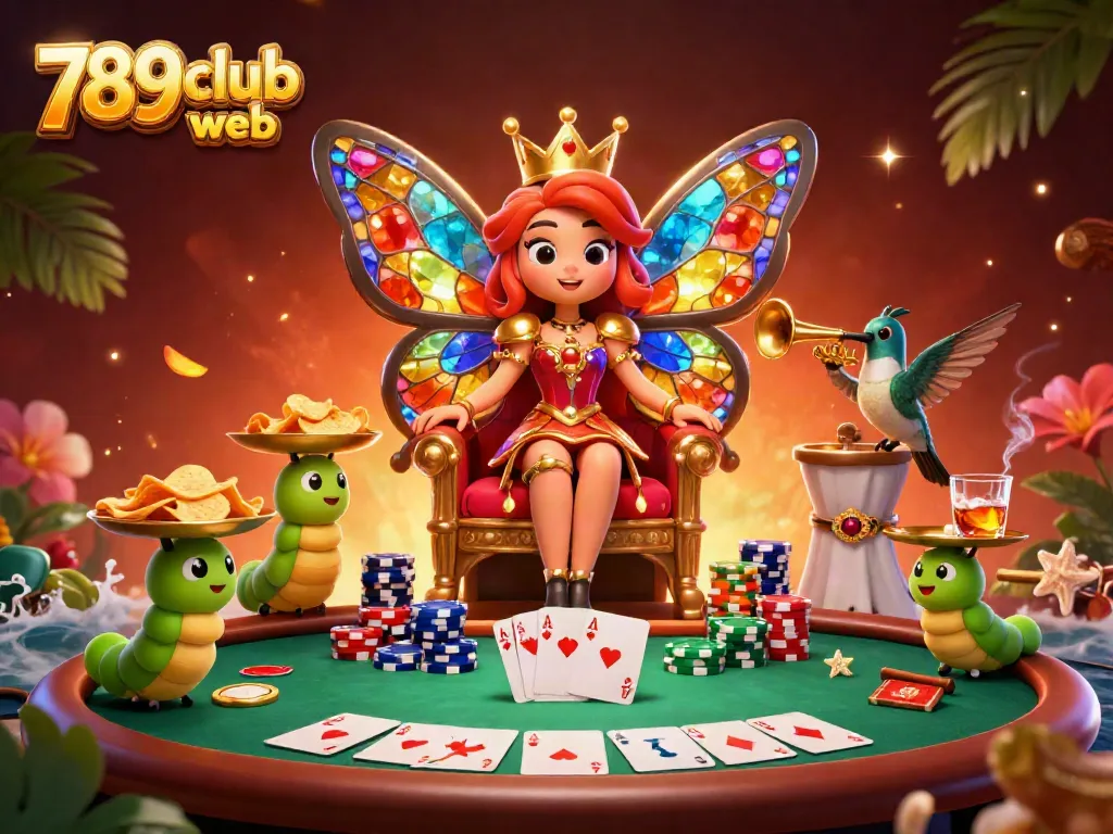 Engage with vibrant 789club web gaming as the butterfly queen reigns over a dynamic casino scene.