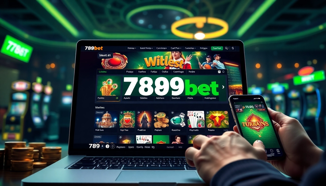 Interactive online gambling display showcasing 789bet's diverse gaming options, emphasizing excitement and security.