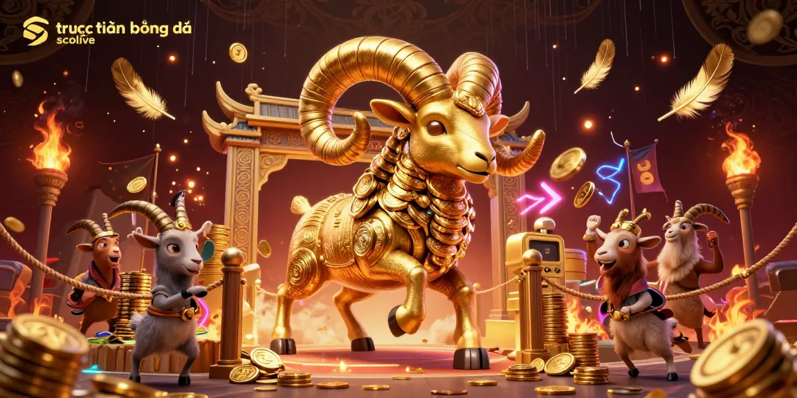 Experience trực tiếp bóng đá socolive with a vibrant betting atmosphere and golden ram symbolizing winning opportunities.