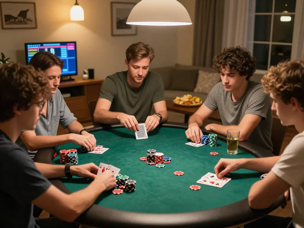 Players engaging in a thrilling poker game at home, showcasing TR88 strategies and camaraderie