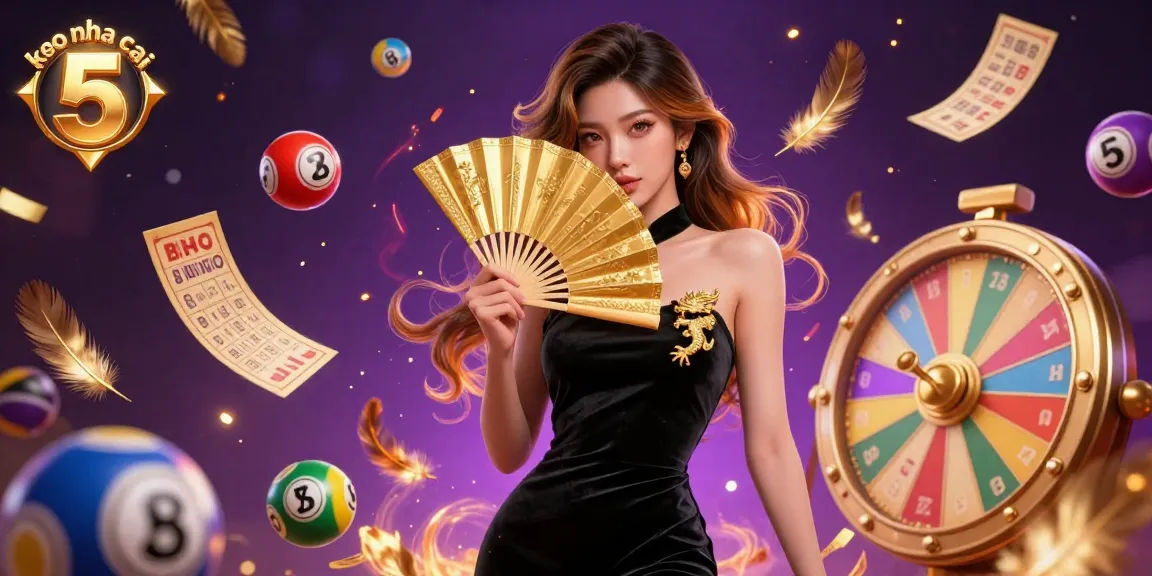 Experience thrilling bets with keo nha cai 5, showcasing an elegant Asian woman amidst vibrant casino elements.