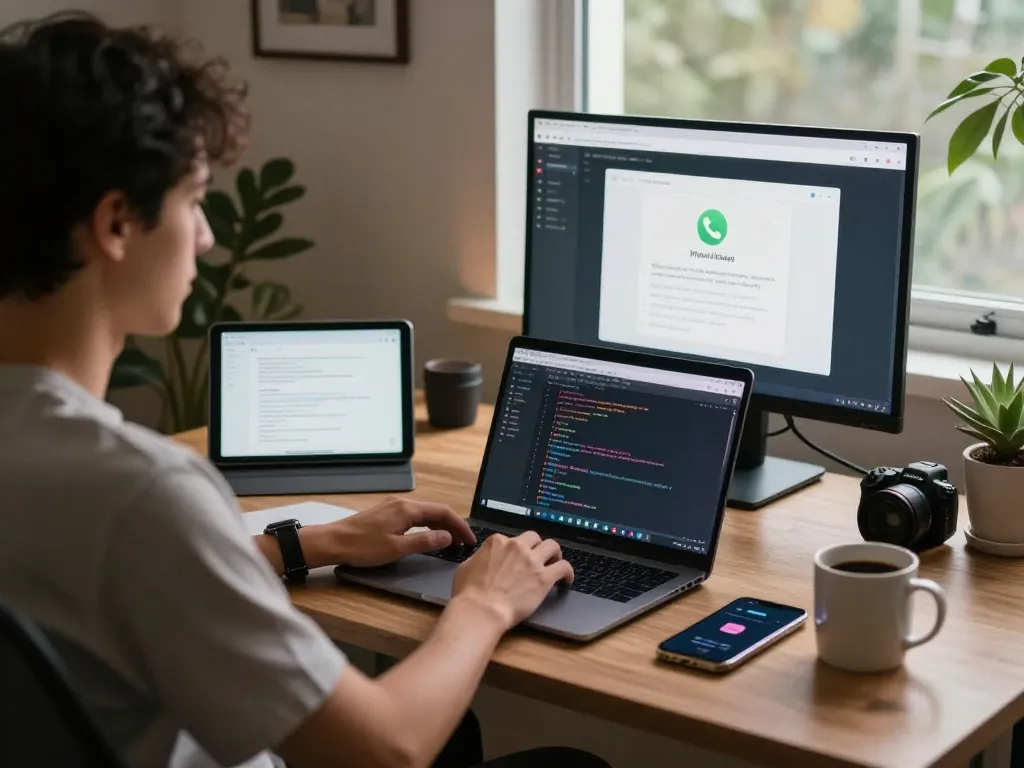 Person setting up the moltbot AI assistant on a laptop in an innovative home office.