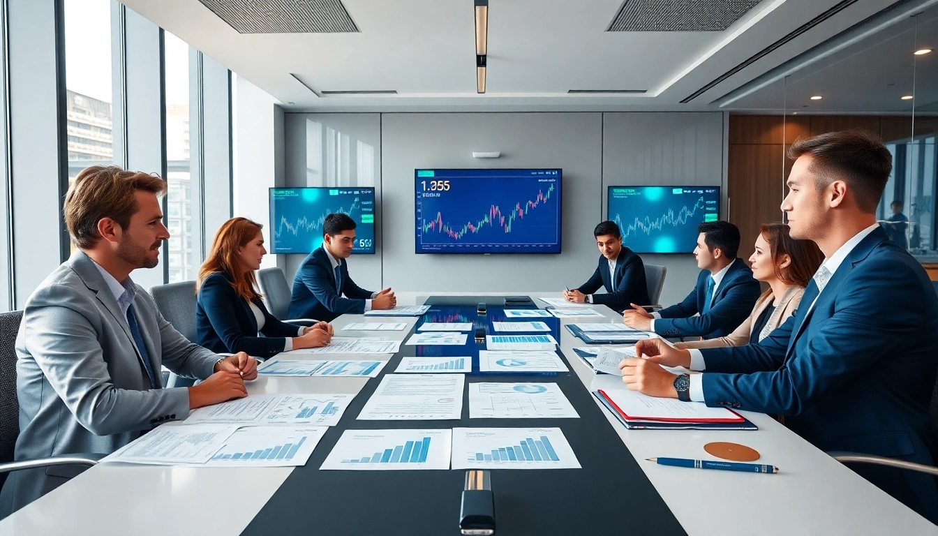 Mergers and acquisitions in the US, showcasing a professional team strategizing in a modern office.