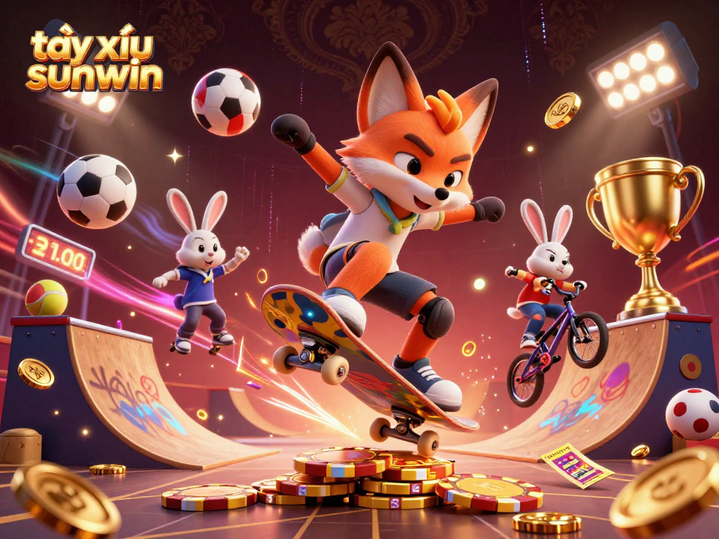 Watch the tài xỉu sunwin roller success with vibrant casino elements in dynamic 3D illustration.